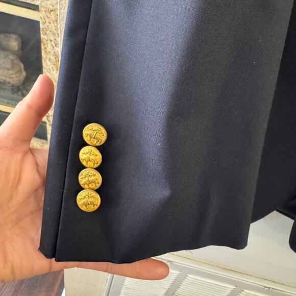 Brooks Brothers x Loro Piana Wool Brooksease Blue Blazer Coat Gold Buttons 42R - Picture 6 of 14